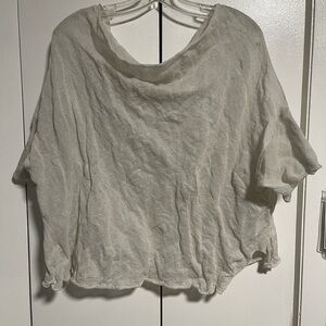 M.J. Watson Cream/Gray Cotton & Steel Blend Blouse for Women